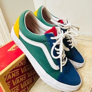 Vans Old Skool "Yacht Club" Colorblocked Blue Red Yellow Green White